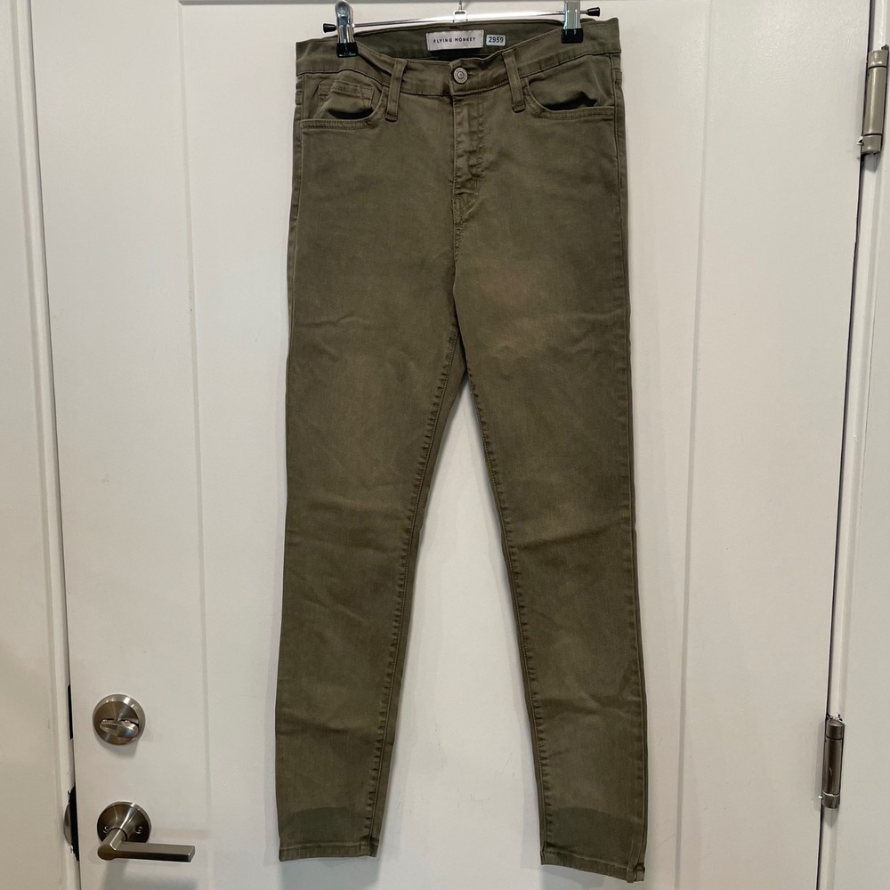 Flying Monkey Skinny Jeans Olive Green Tencel Blend Pants Y3241 Size 27